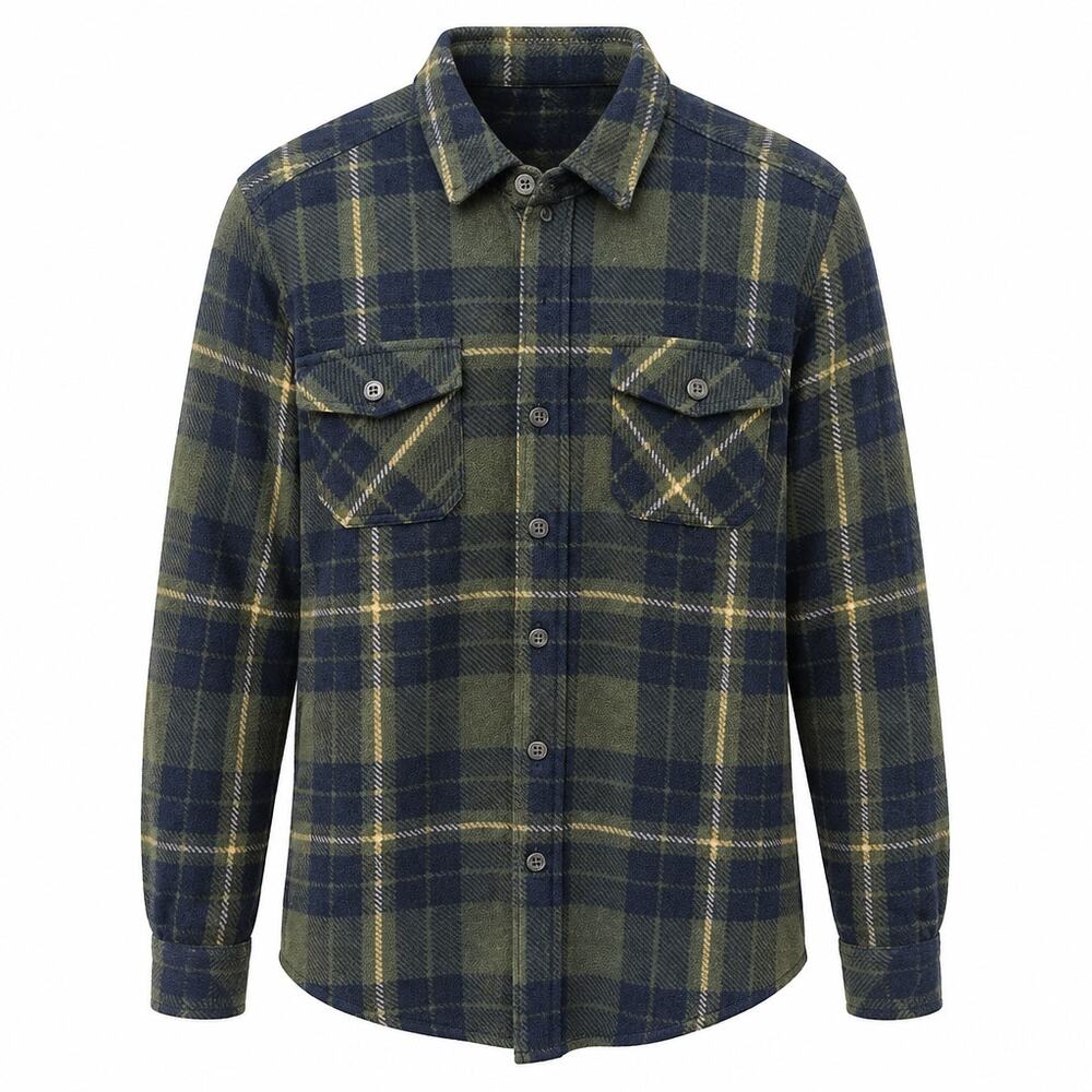Freedom Foundry Grizzly Fleece Shirt Jacket Plaid Green Navy Men's Medium